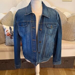 Vintage Chaps Blue Denim Jacket with Brown Patch